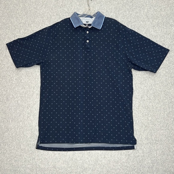 Crown & Eagle Mens Performance Golf Polo Shirt Blue Print Size XL Preppy - Picture 3 of 11
